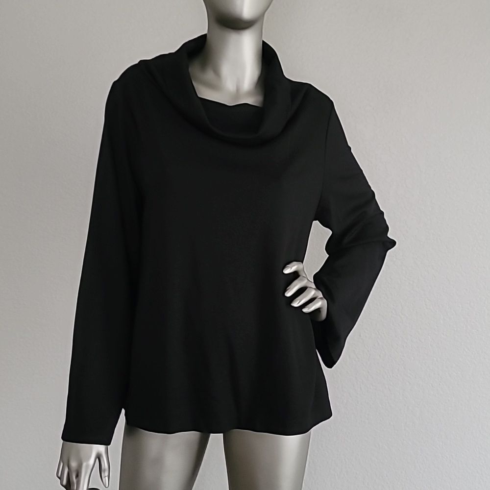 Bryn Walker Etta Light Cowl Neck Long Sleeve Black Shirt  Top XXS